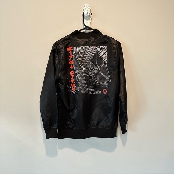 Star Wars Satin Jacket Tie Fighter Full Zip Bomber Jacket Stitch Logo Youth XL - Picture 5 of 13